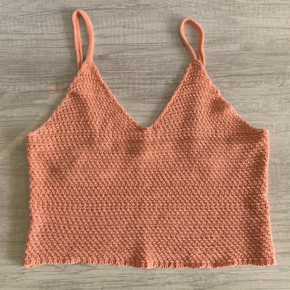 Sky And Sparrow Crochet Orange Tank Size L